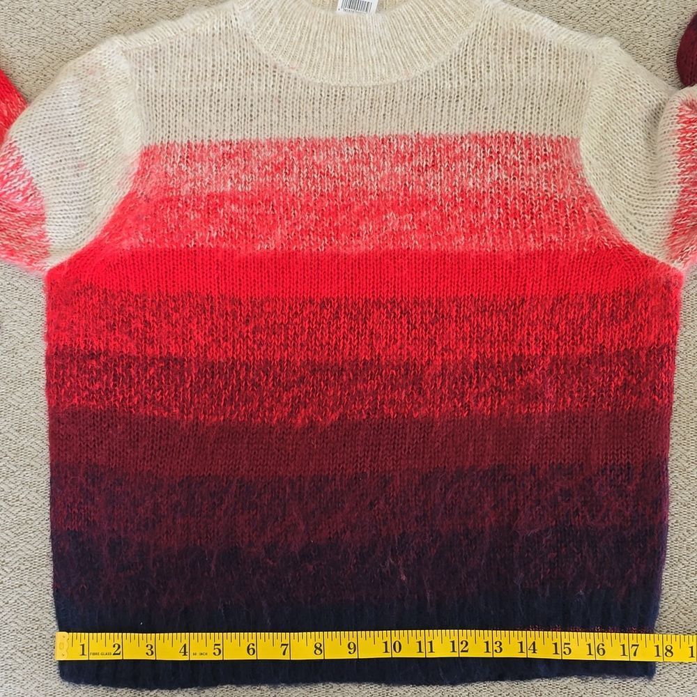 American Eagle Ombre Tan Red Blue Stripe Mock Neck Cozy Sweater - Size Medium - Picture 10 of 13